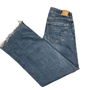 Size 4 Jeans American Eagle Womens Long Baggy Wide Leg Skatter Denim Stretch